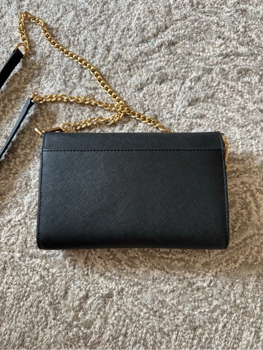 Tory Burch Emerson Chain Wallet Crossbody Black Saffiano Leather